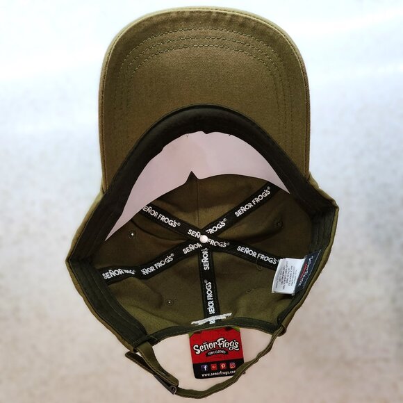 Senor Frogs Army/Military Green Brimmed Hat with Frog Themed Logo - Picture 3 of 10